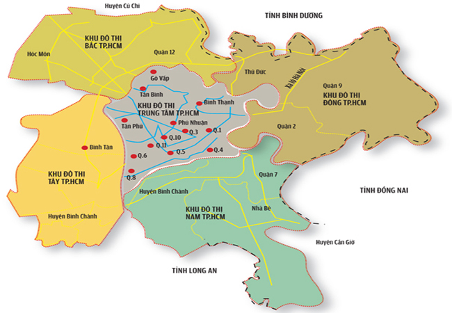 Bản đồ huyện Cần Giờ đến các quận huyện Sài Gòn