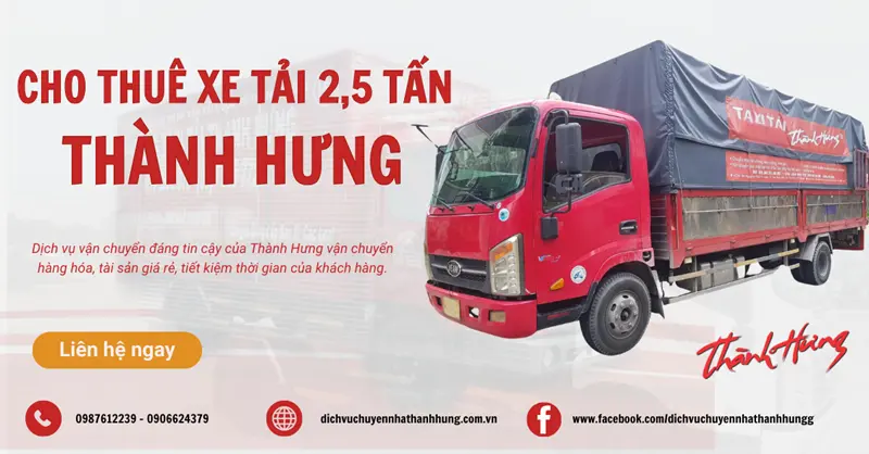 Cho thuê xe tải 2,5 tấn Thành Hưng mới nhất 2024